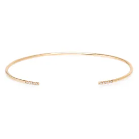 14k 10 Pavé Diamonds Thin Round Wire Cuff