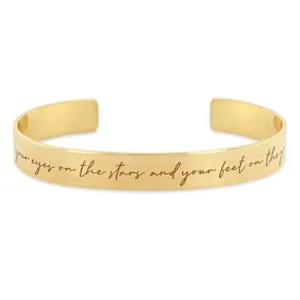 14k "keep your eyes on the stars and your feet on the ground" Mantra Wide Cuff Bracelet