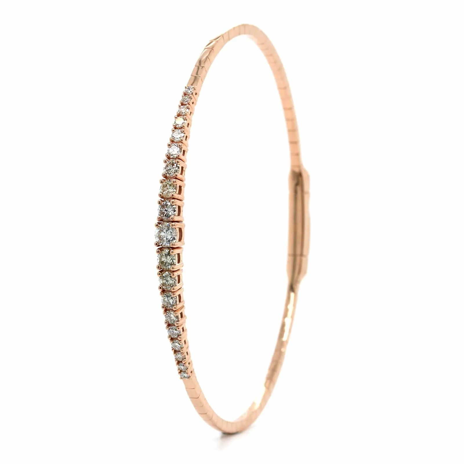 14k Rose Gold Flexible Graduated Diamond Bangle Bracelet