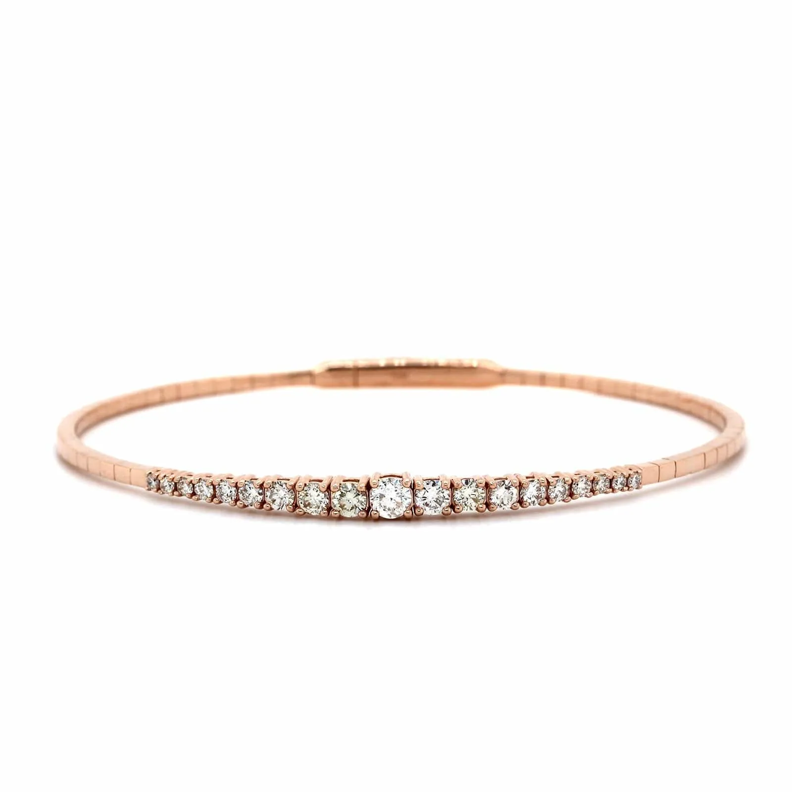 14k Rose Gold Flexible Graduated Diamond Bangle Bracelet