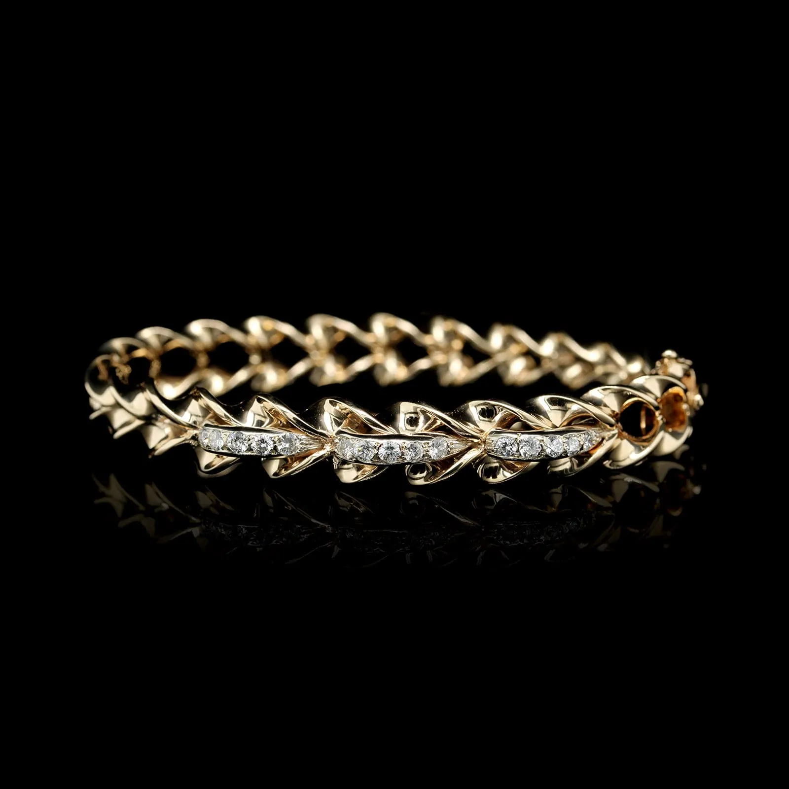 14K Two-tone Gold Estate Diamond Bangle