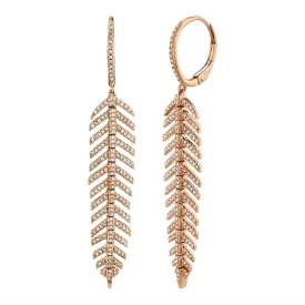 14KT Gold 3/5 CTW Diamond Feather Earrings