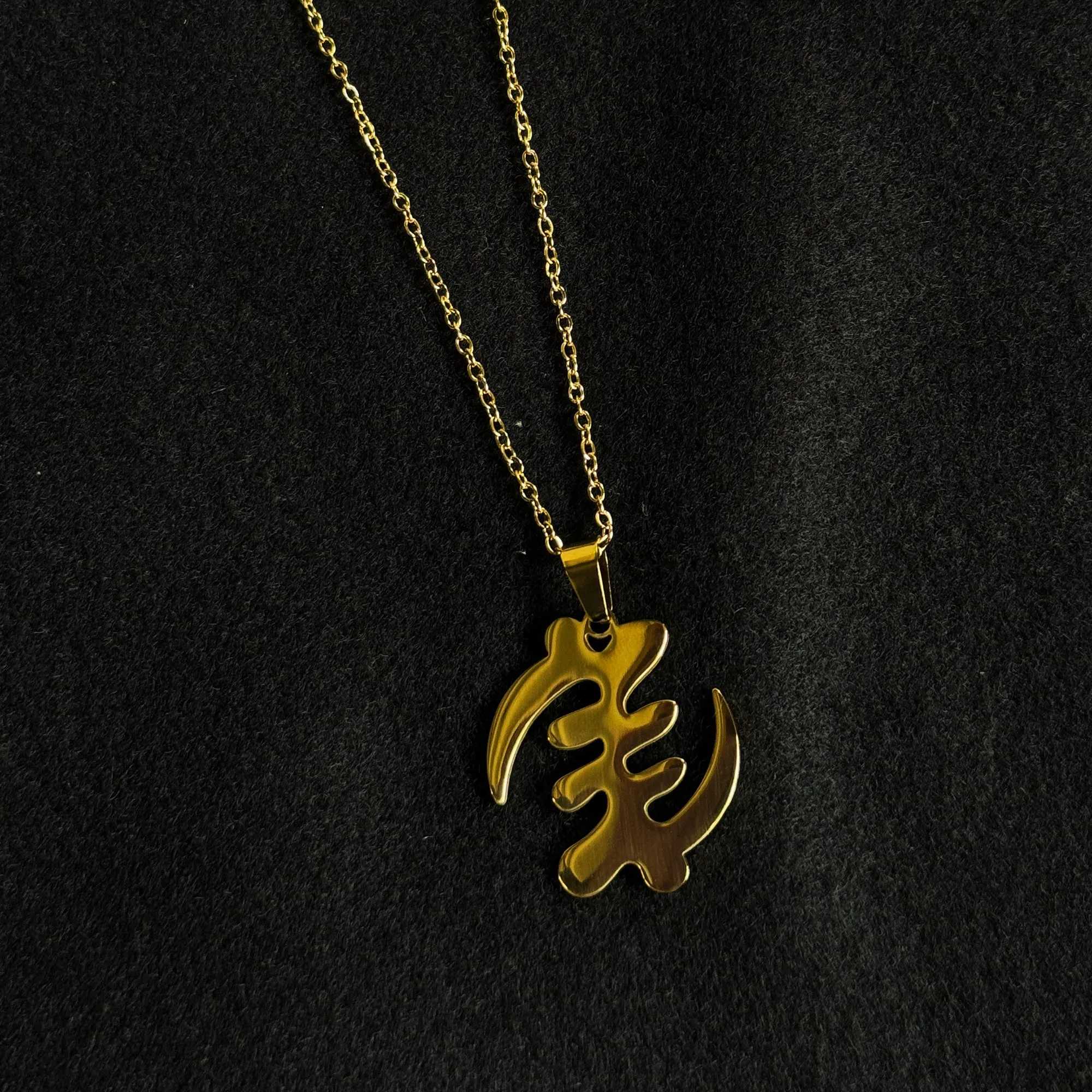 18k Real Gold Plated Africa Necklace / pendant - Africa map - GYE NYAME - ADINKRA SYMBOL