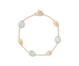 18K YELLOW GOLD AQUAMARINE BRACELET WITH BEAD STATIONS FROM THE SIVIGLIA COLLECTION