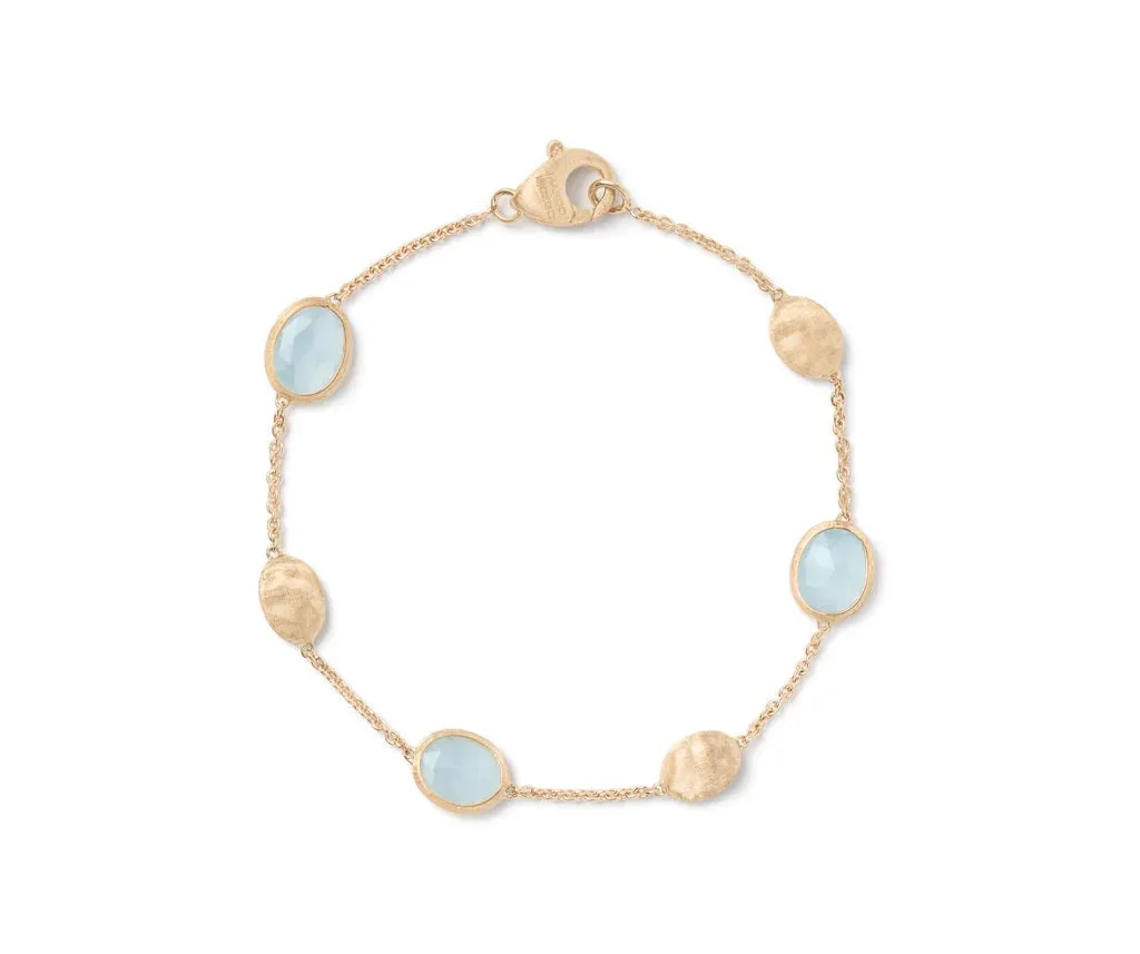 18K YELLOW GOLD AQUAMARINE BRACELET WITH BEAD STATIONS FROM THE SIVIGLIA COLLECTION