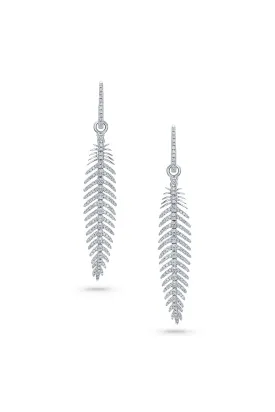 18kt White Gold Feather Earrings