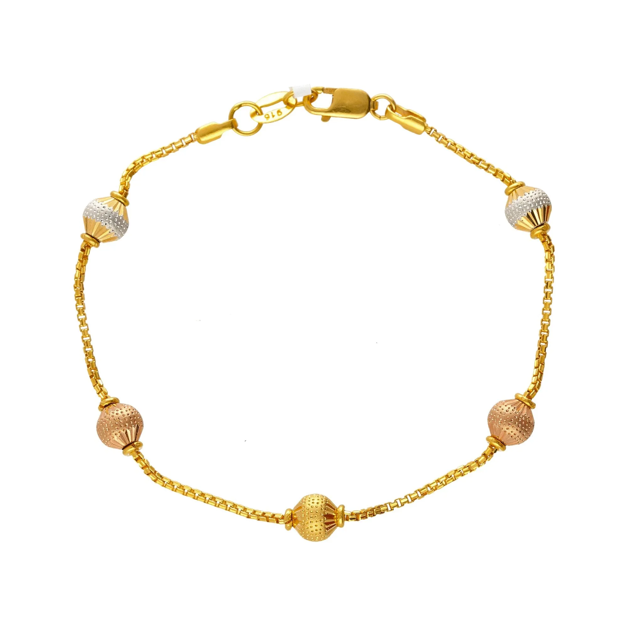 22K Multi-Tone Gold Alisha Beaded Bracelet