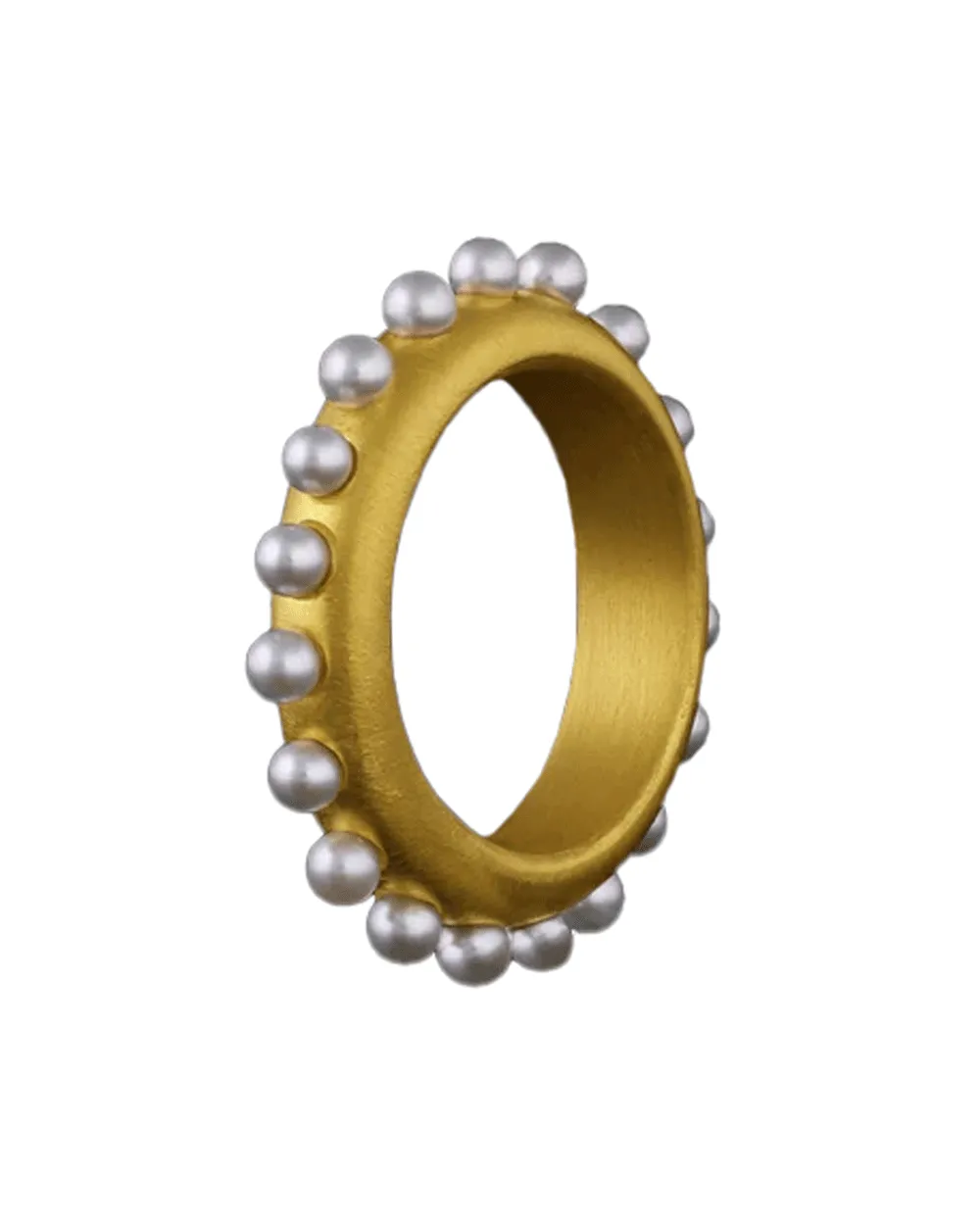 22k Yellow Gold Pearl Spine Band