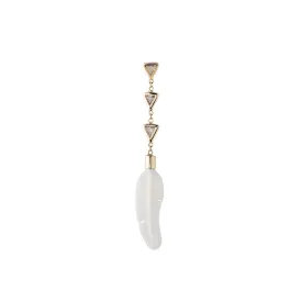 3 DIAMOND TRILLION DROP WHITE BONE FEATHER STUD