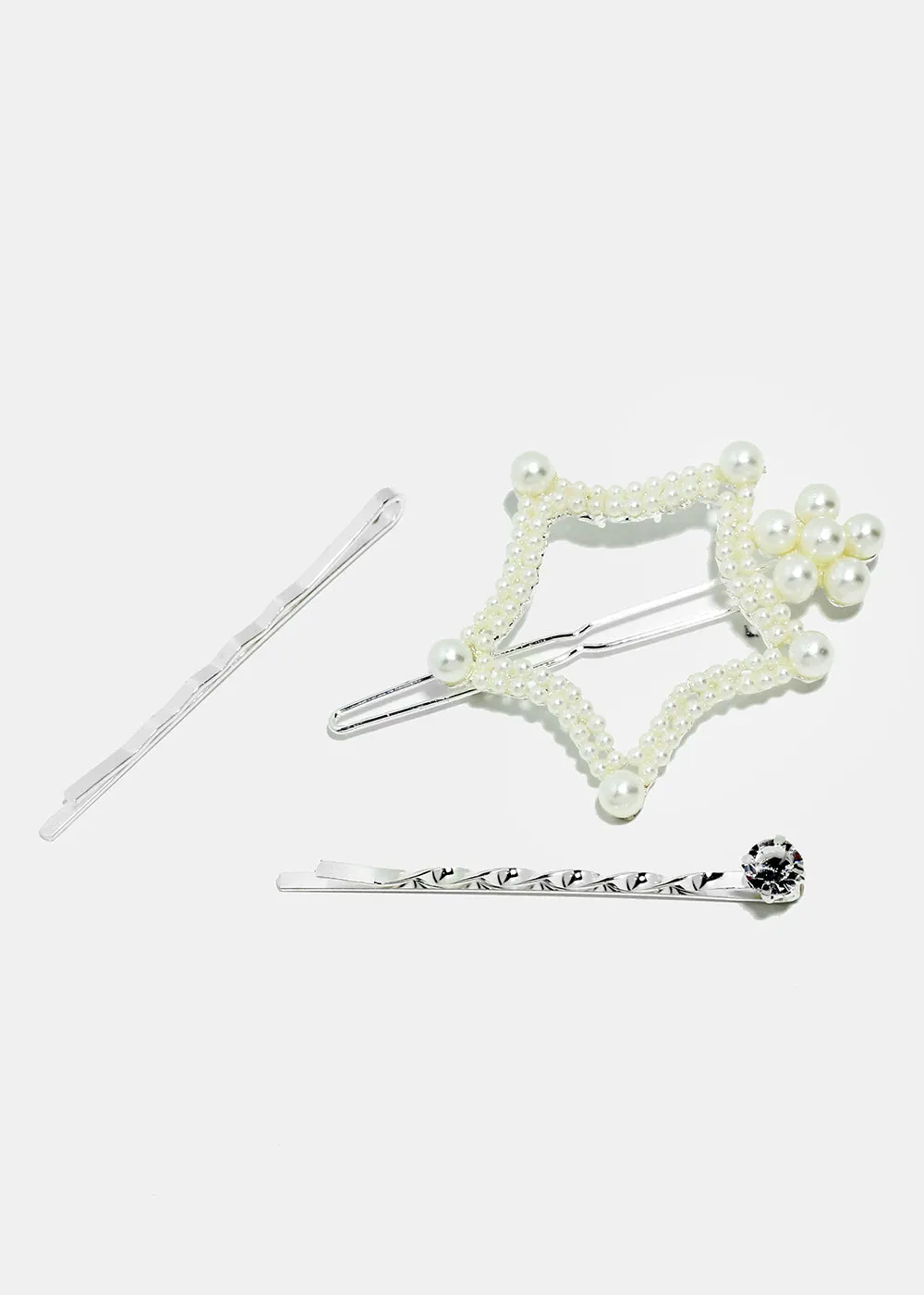 3-Piece Pearl Studded Star Hair Pins