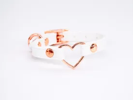 3/8" Rose Gold Heart White Vegan Leather Cuff