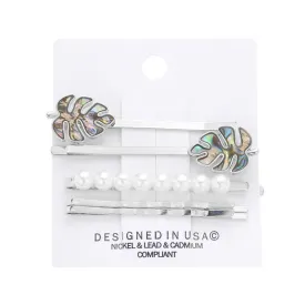 5PCS Abalone Tropical Leaf Pearl Bobby Pin Hair Clips