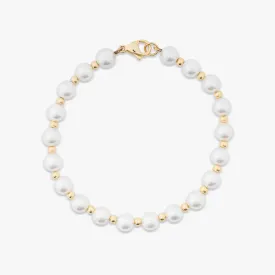 6MM Semi Yellow Gold Pearl Bracelet