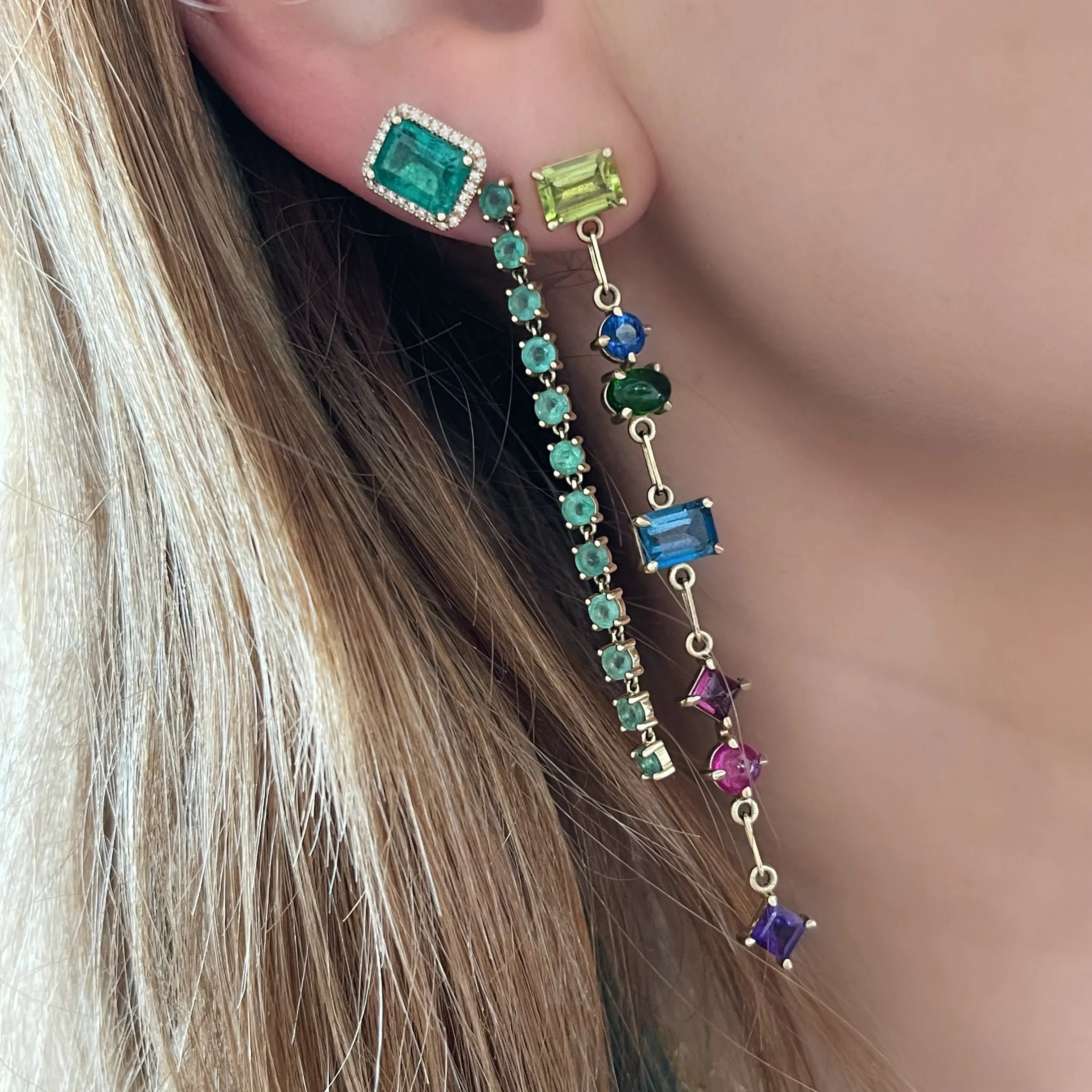 7 Stone Gemfetti Drop Earrings