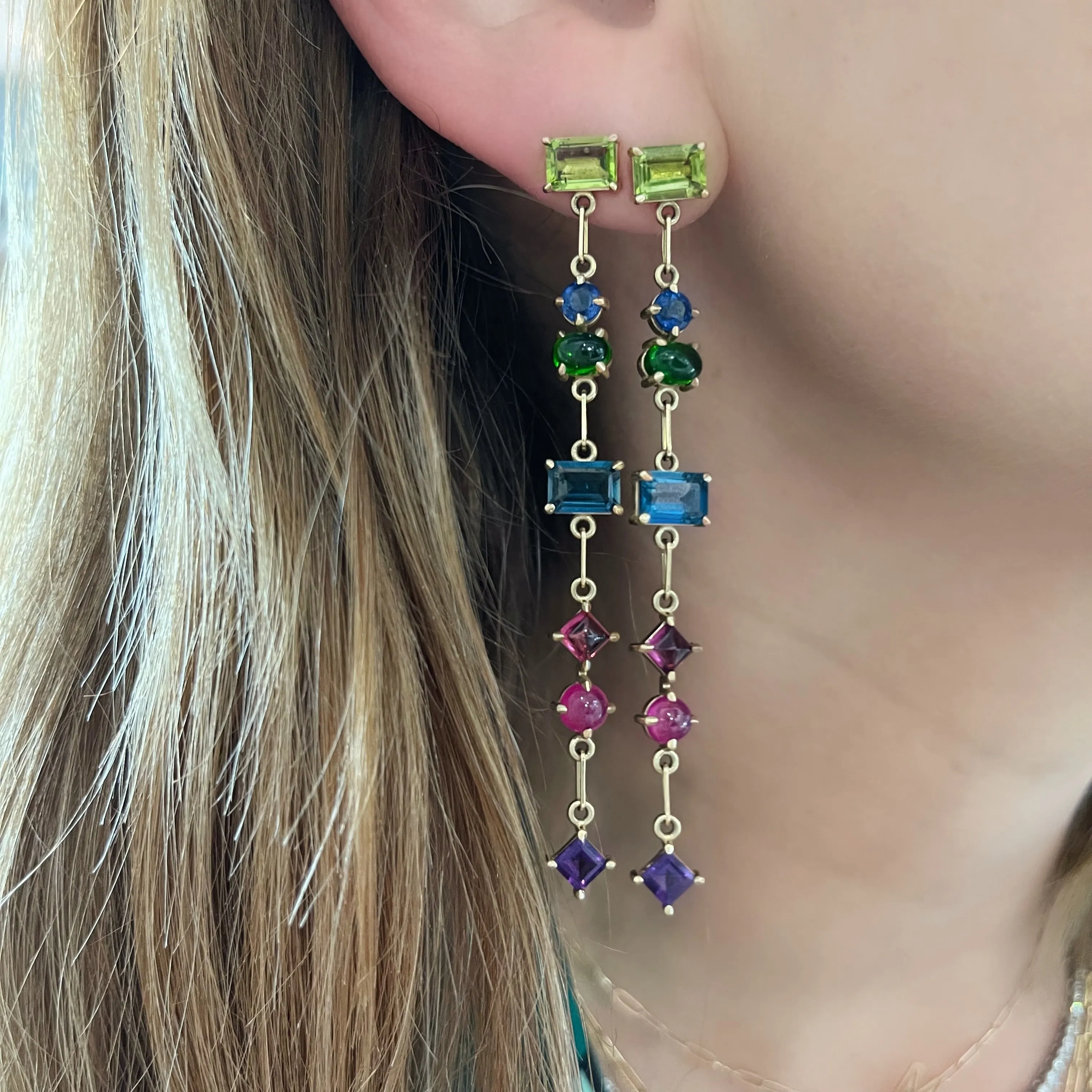 7 Stone Gemfetti Drop Earrings