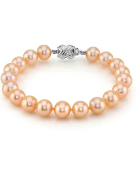 8.0-8.5mm Peach Freshwater Pearl Bracelet - AAA Quality