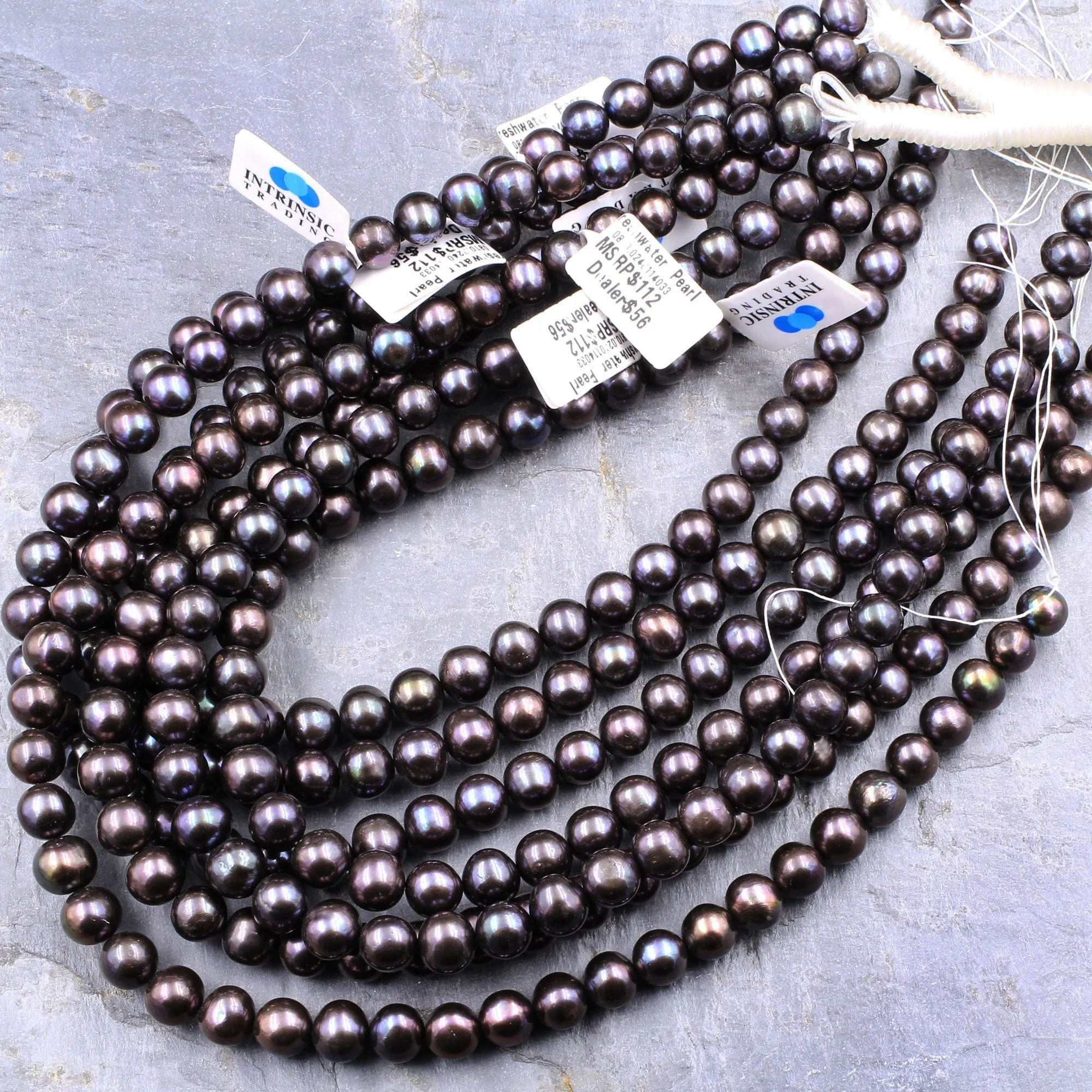 AAA Black Pearl 10mm Round Iridescent Real Genuine Freshwater Pearl 16" Strand