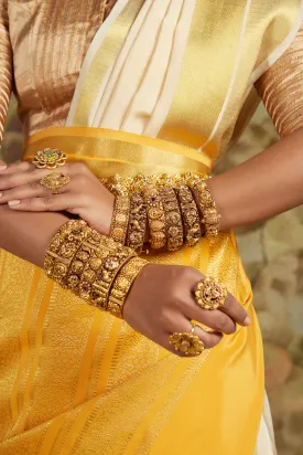 Aarthi in Mustard Yellow x Shell / ಪಾನಕ x ಶಂಕು Aarthi Saree