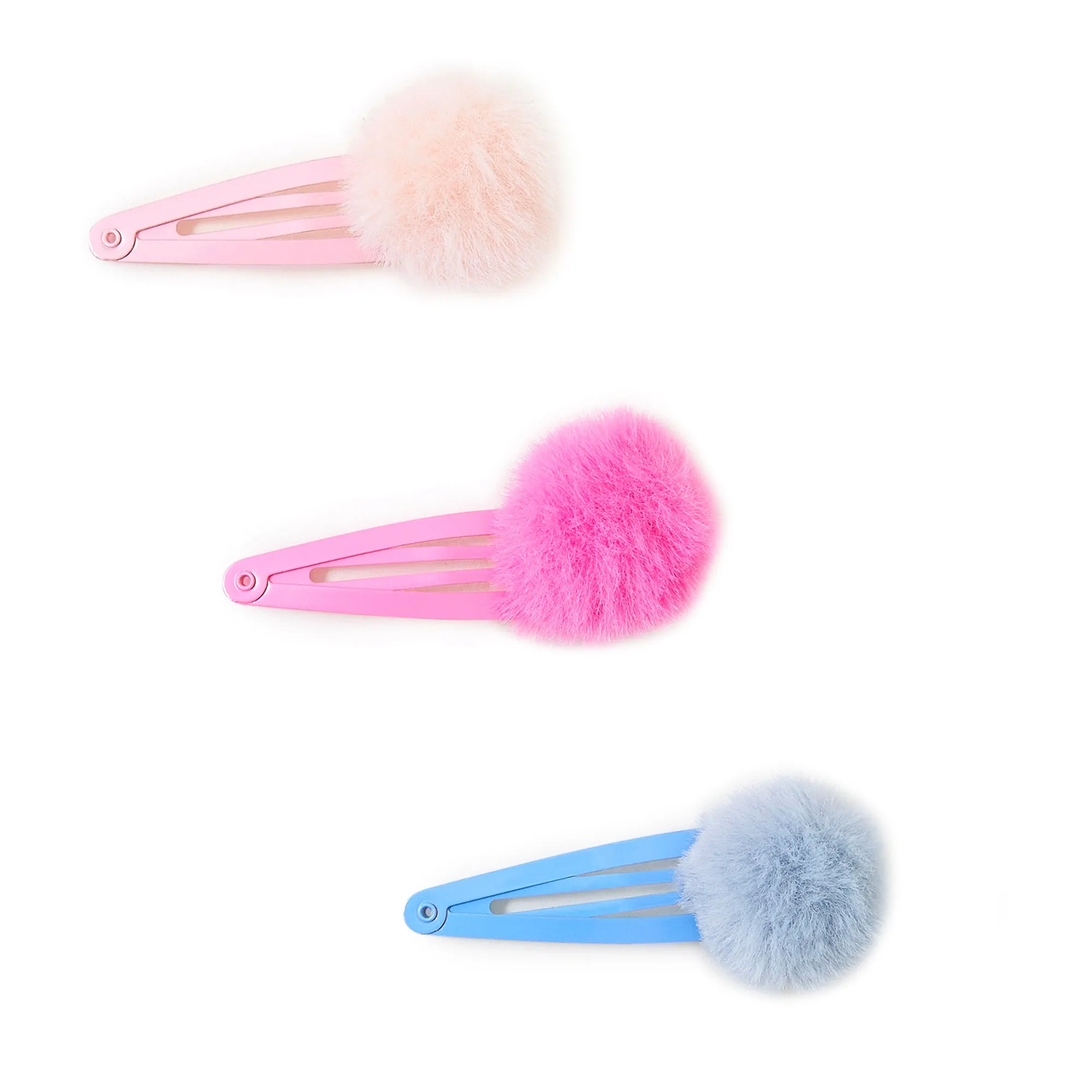 Accessorize London Girl's  Faux Fur Pom-Pom Hair Clips Set Of Three