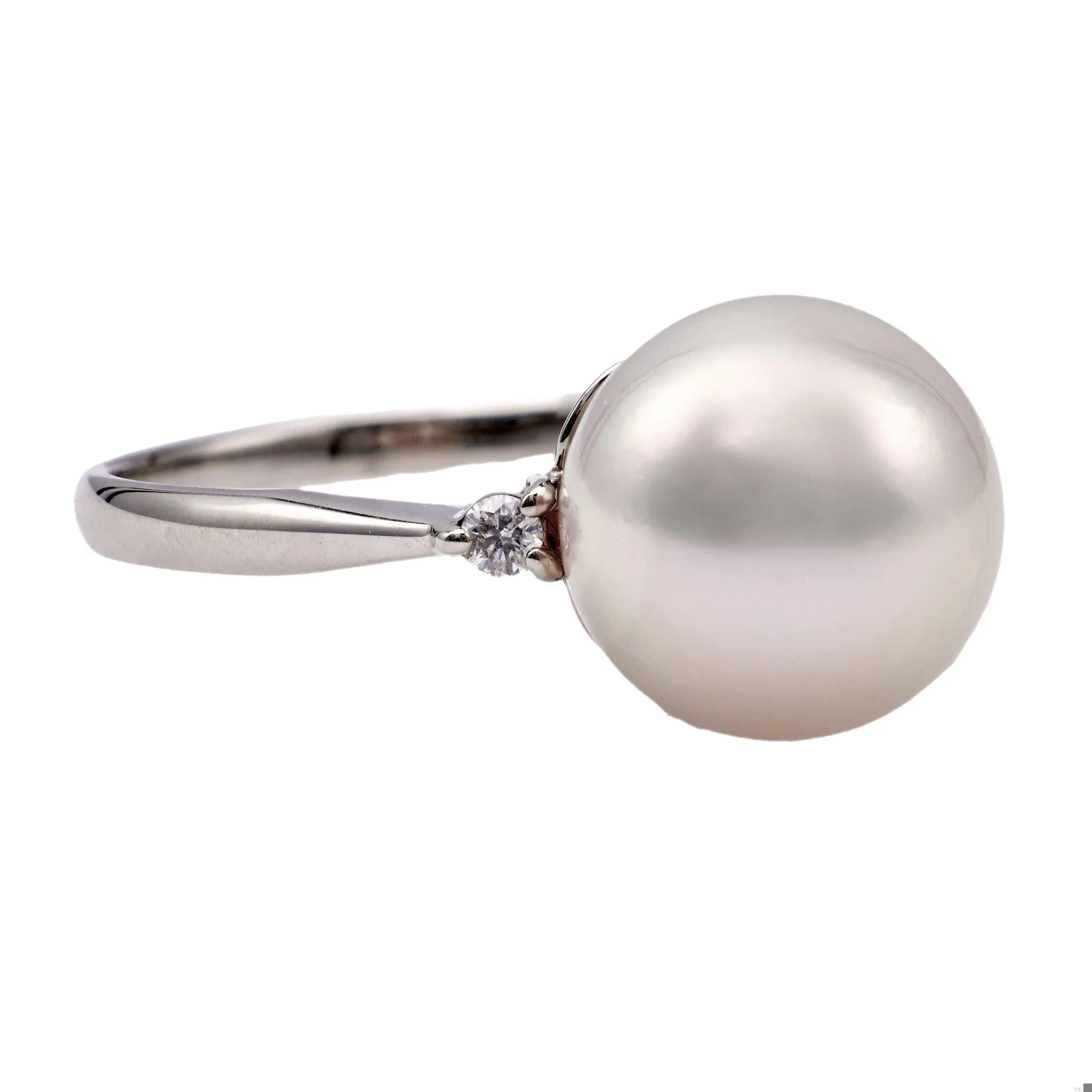 Akoya Pearl Diamond Platinum Ring