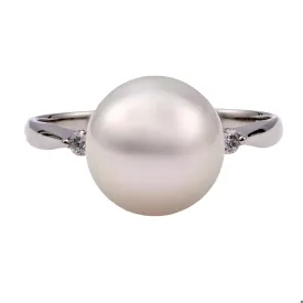 Akoya Pearl Diamond Platinum Ring