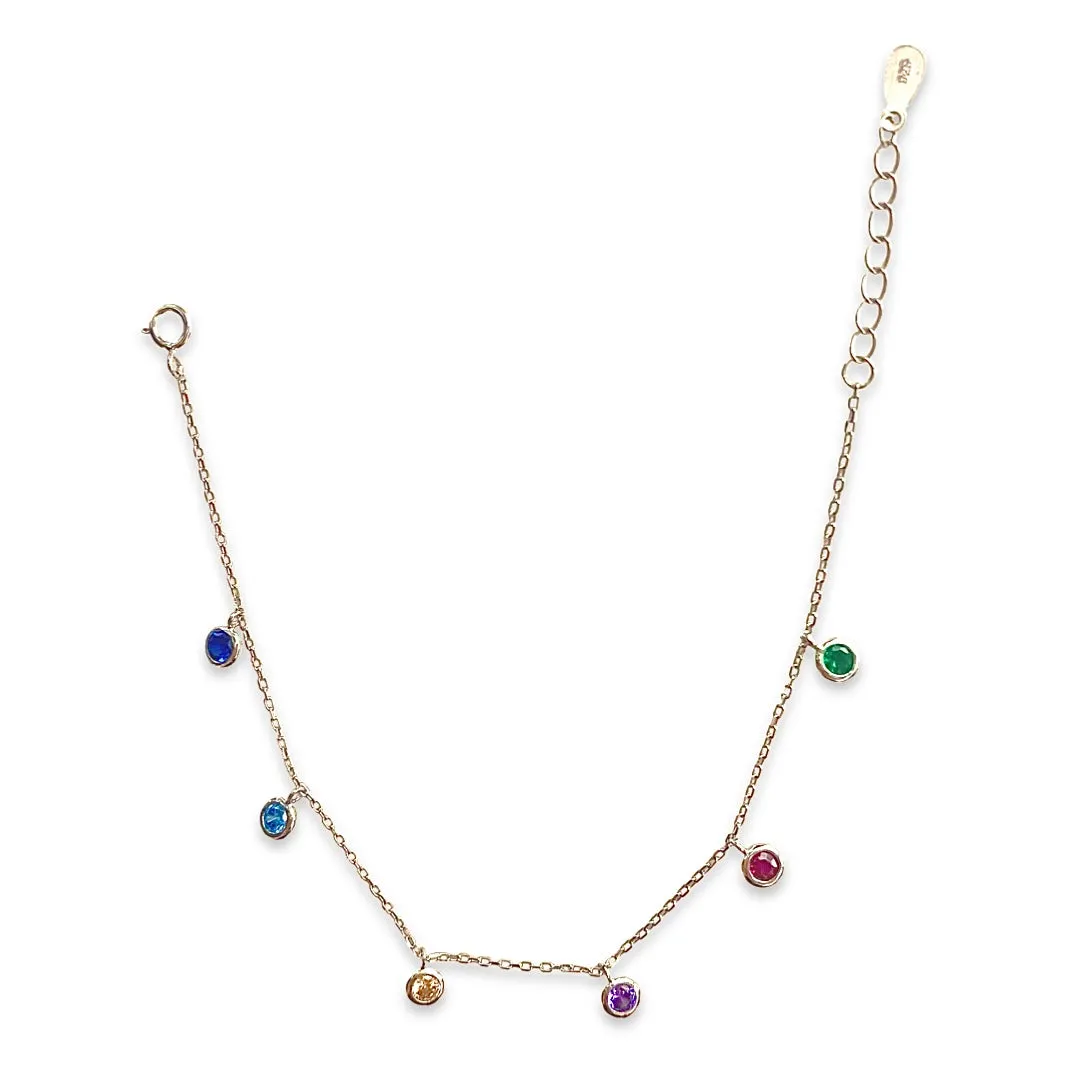 Amy Dangle Bezel Rainbow Bracelet