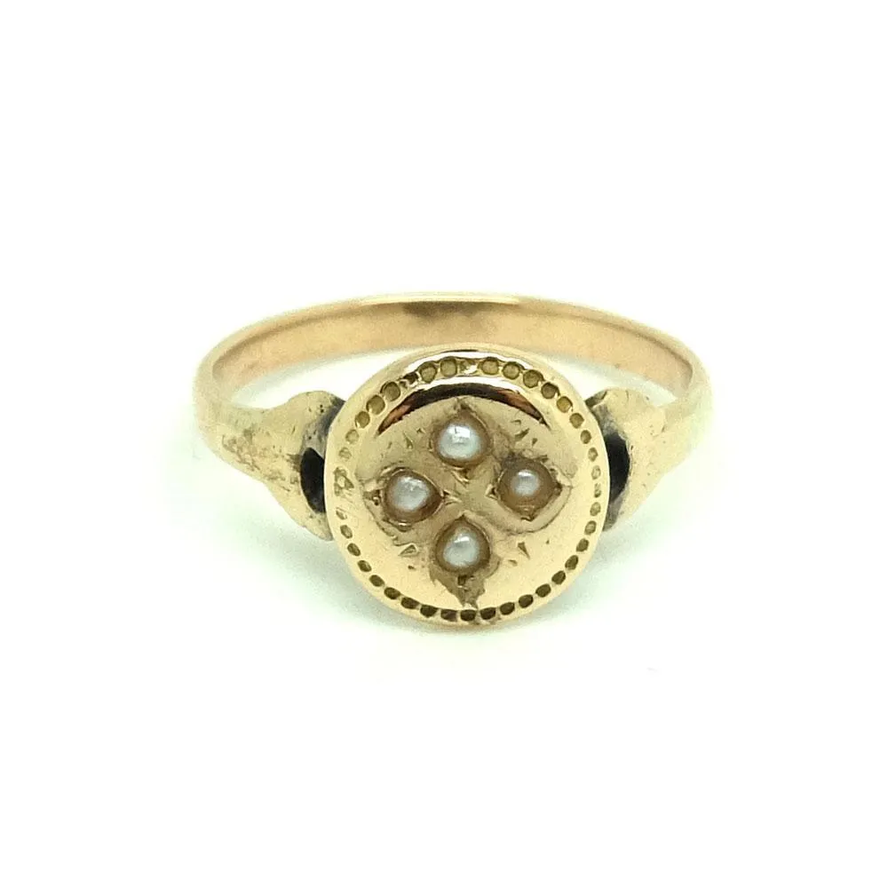 Antique Victorian Star Set Pearl 9ct Rose Gold Ring