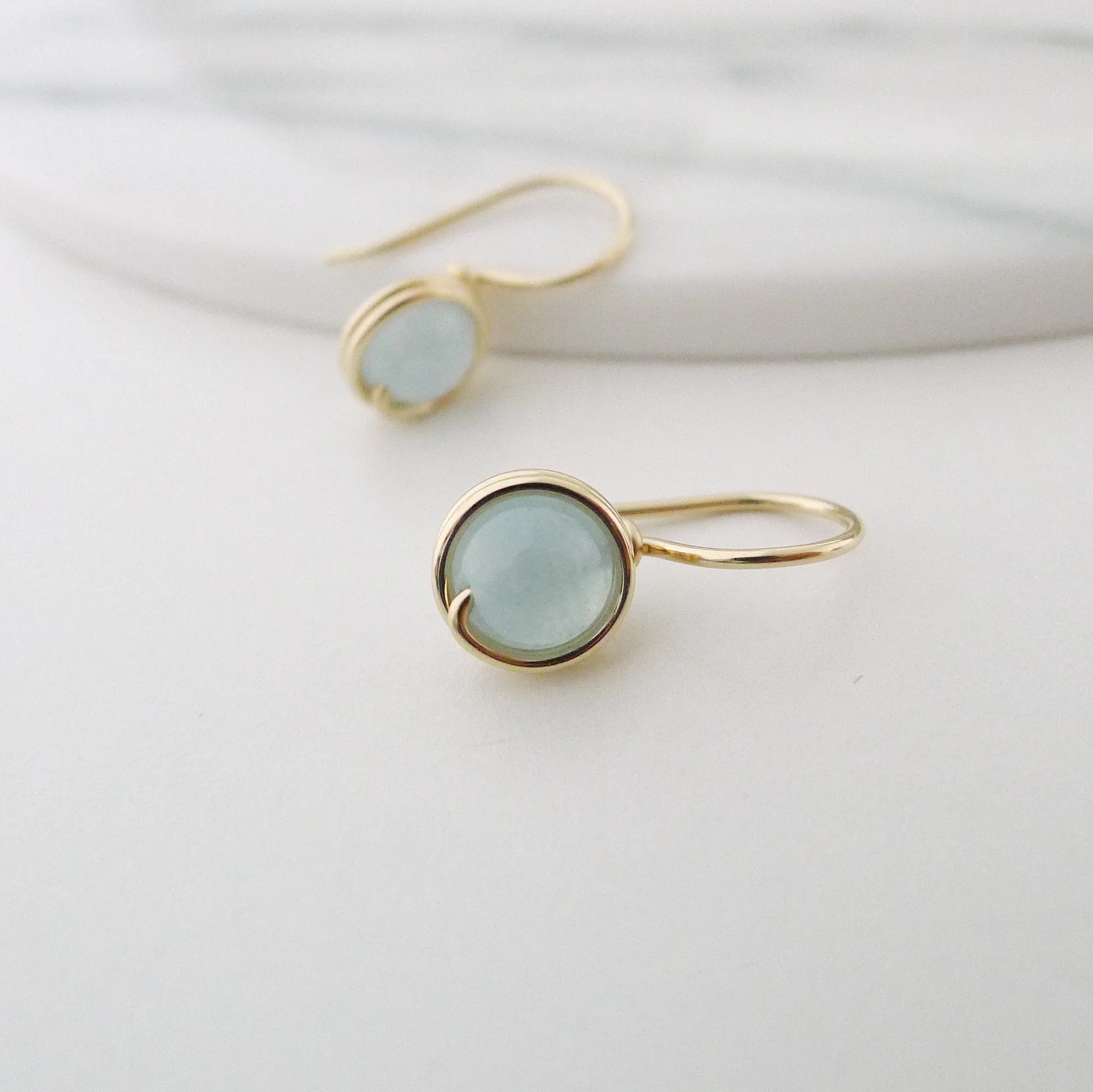 Aquamarine Wrapped Drop Earrings (Medium) / 14k Gold-filled