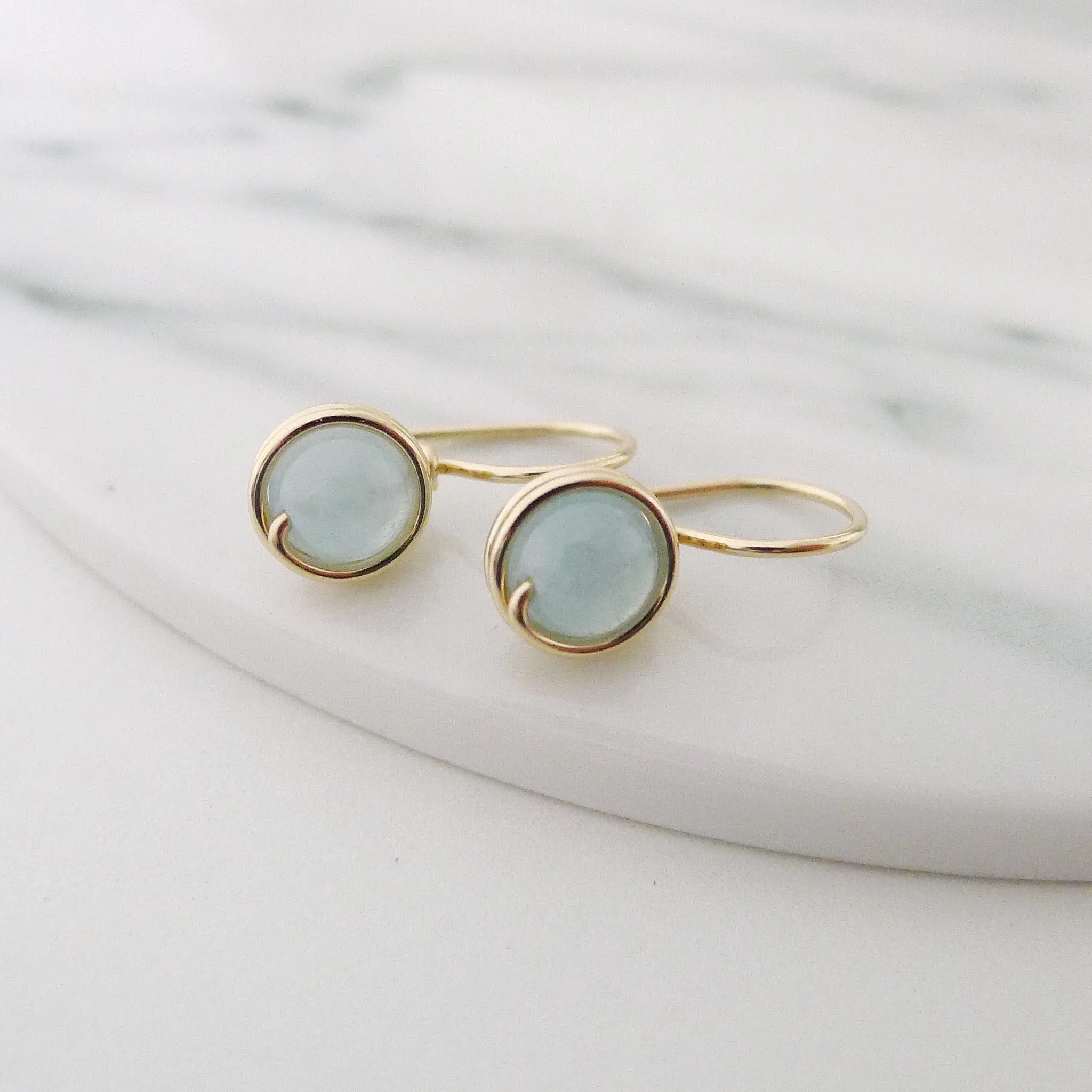 Aquamarine Wrapped Drop Earrings (Medium) / 14k Gold-filled