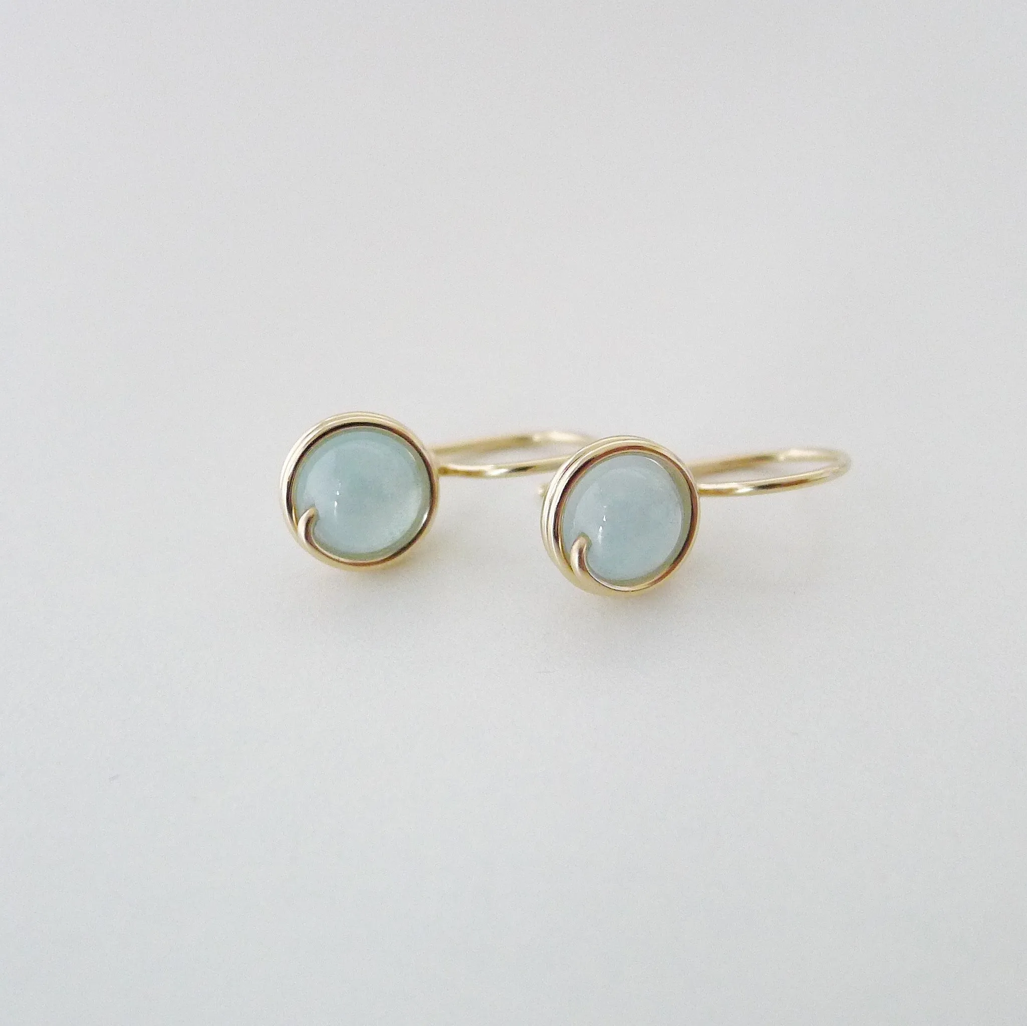 Aquamarine Wrapped Drop Earrings (Medium) / 14k Gold-filled