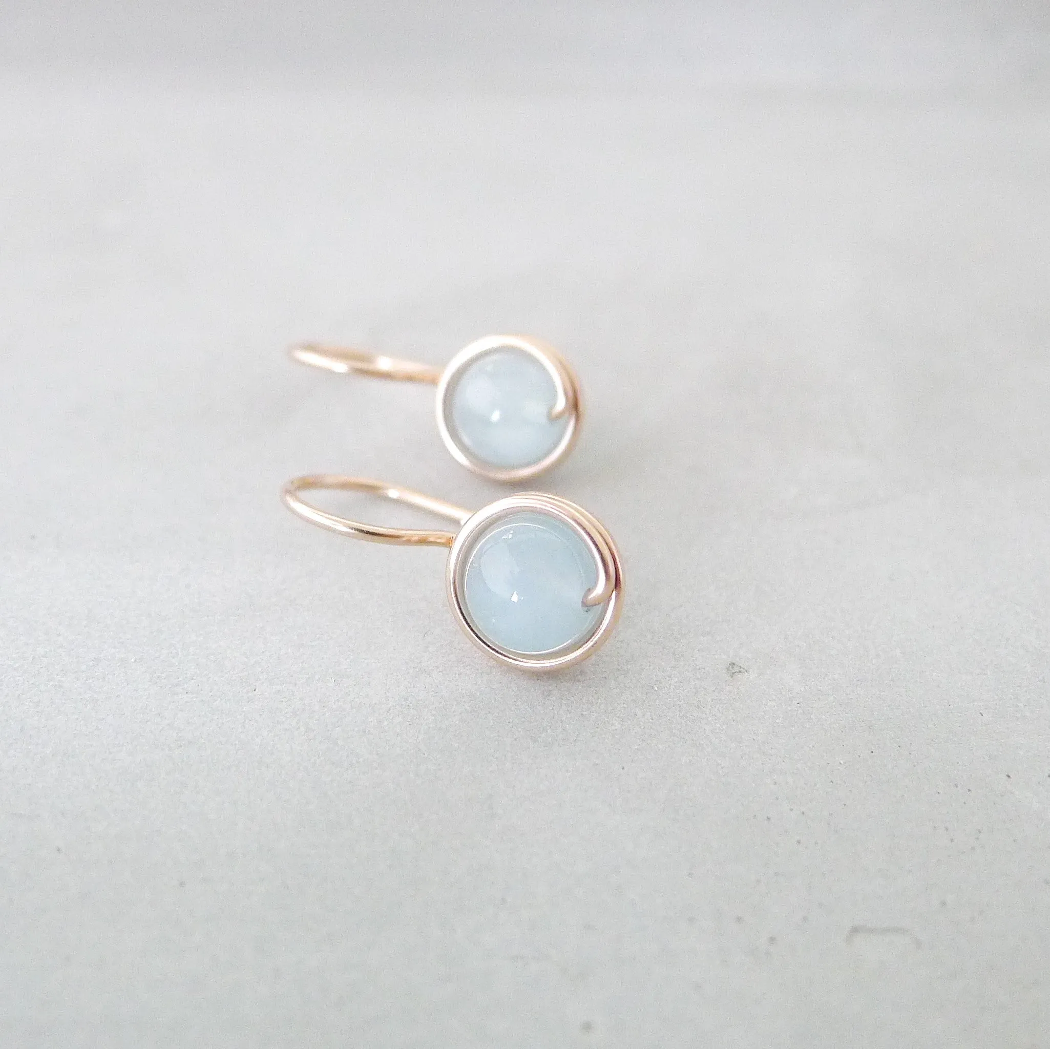 Aquamarine Wrapped Drop Earrings (Medium) / 14k Gold-filled