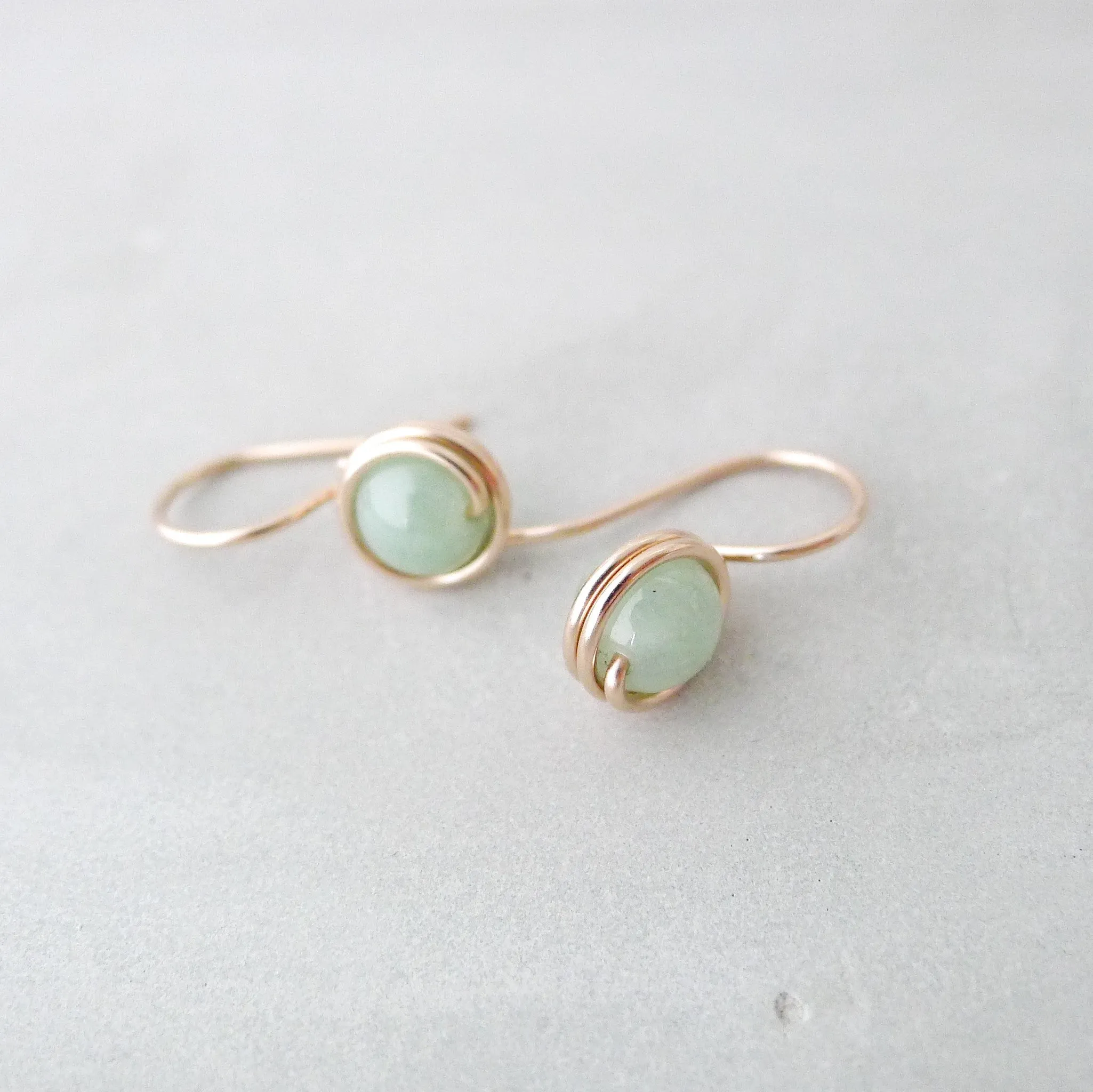 Aquamarine Wrapped Drop Earrings (Medium) / 14k Gold-filled