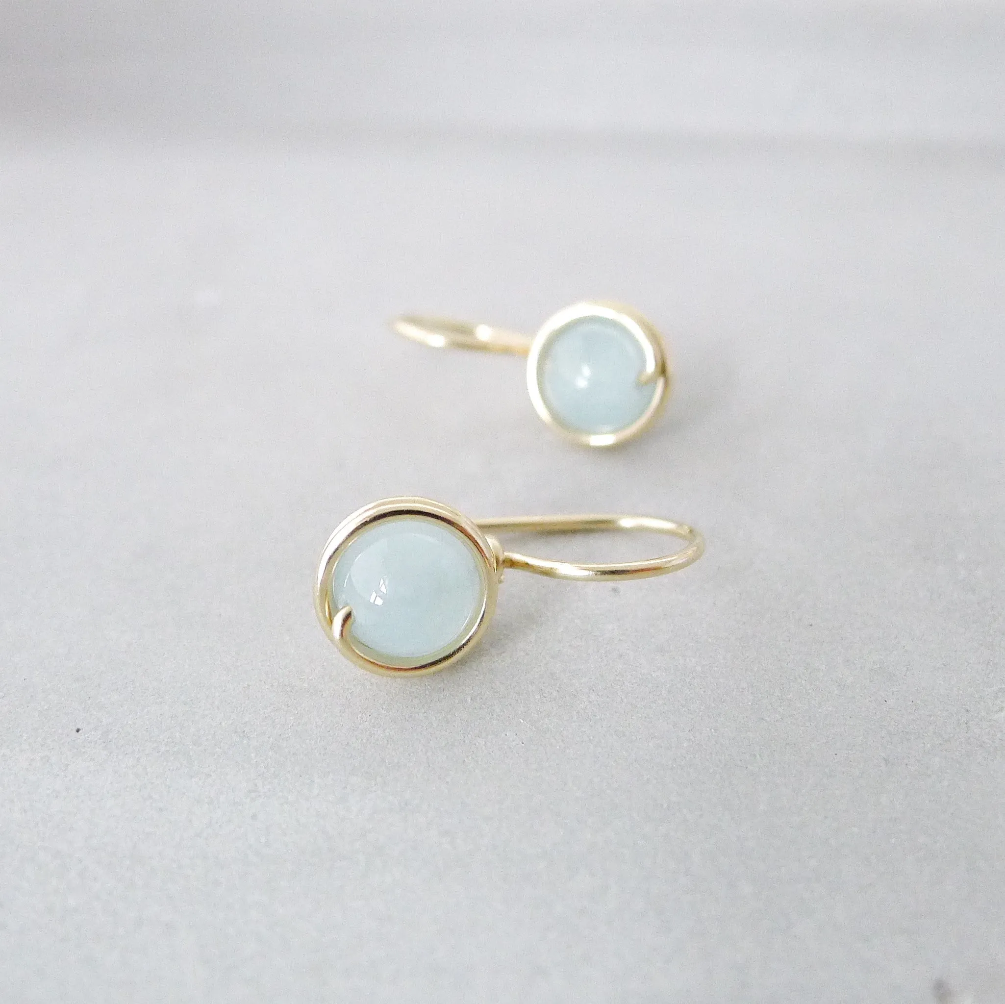 Aquamarine Wrapped Drop Earrings (Medium) / 14k Gold-filled