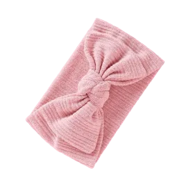 Baby Light Knit Single Soft Bow Knot Headband — Flamingo