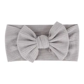 Baby Textured Single Soft Bow Knot Headband — Grey