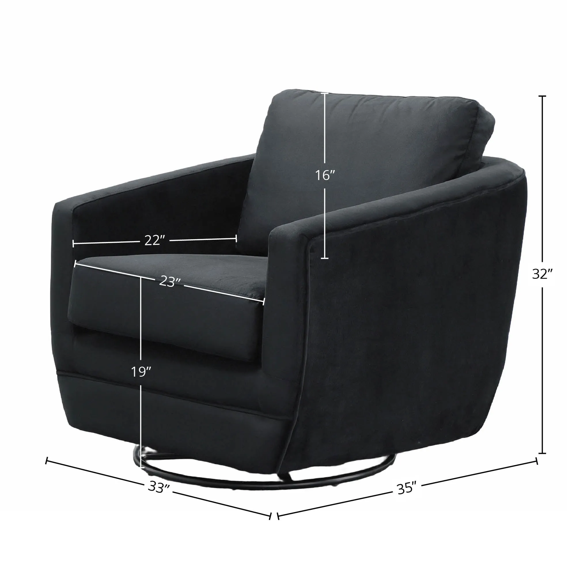 Baltimo Swivel Glider - Velvet Black