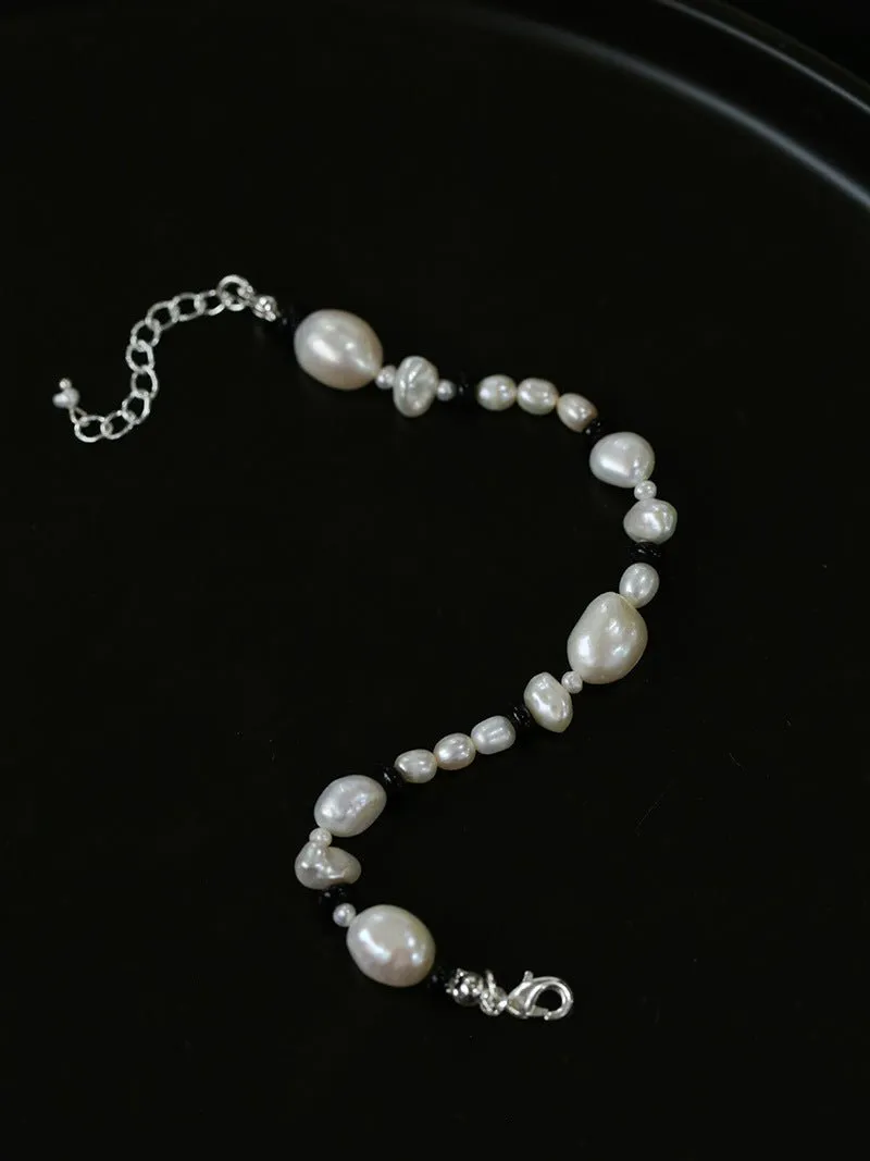 Baroque Pearl and Black Onyx Beaded Bracelet