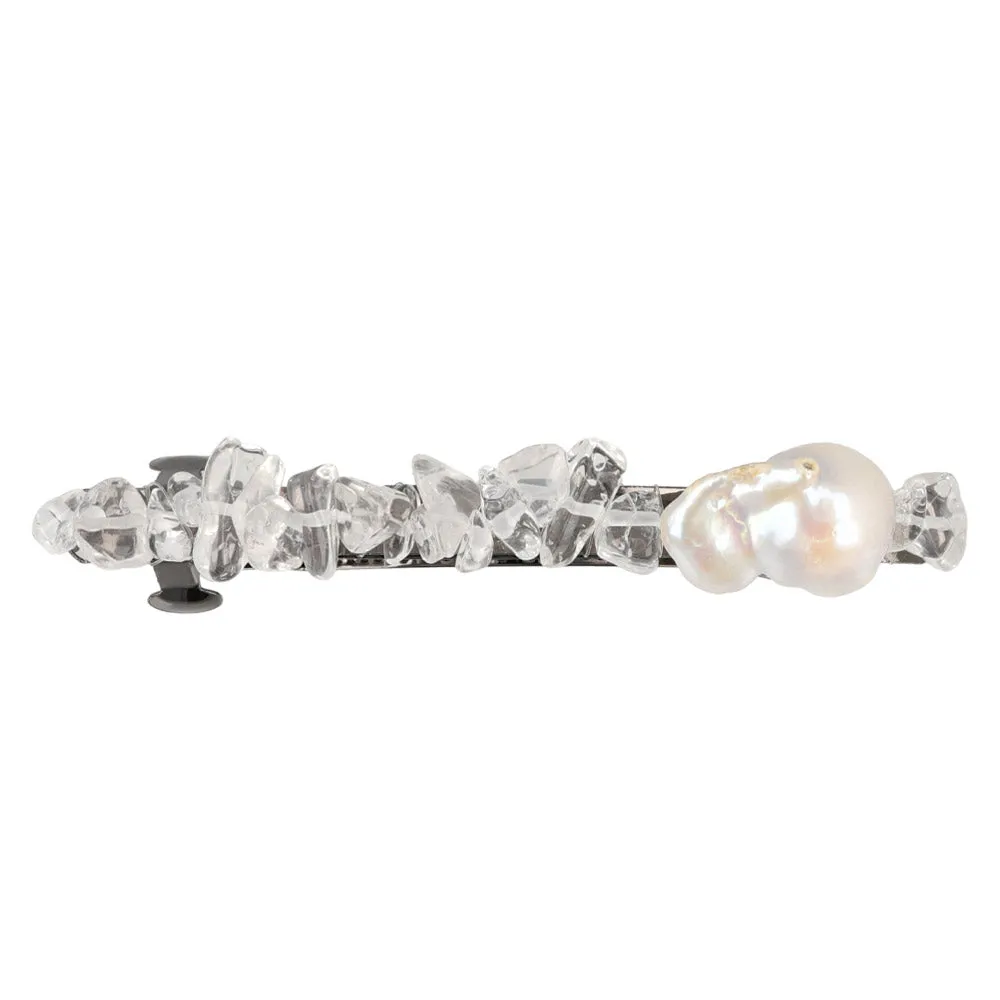 Baroque Pearl and Gravel Hair Barrette