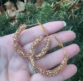 Baubles by B - Gold Glitter Sequin Hoop Earrings