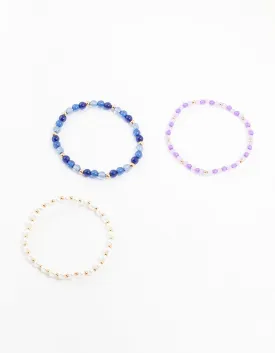 Beaded Pearl & Bead Bracelets 3-Pack