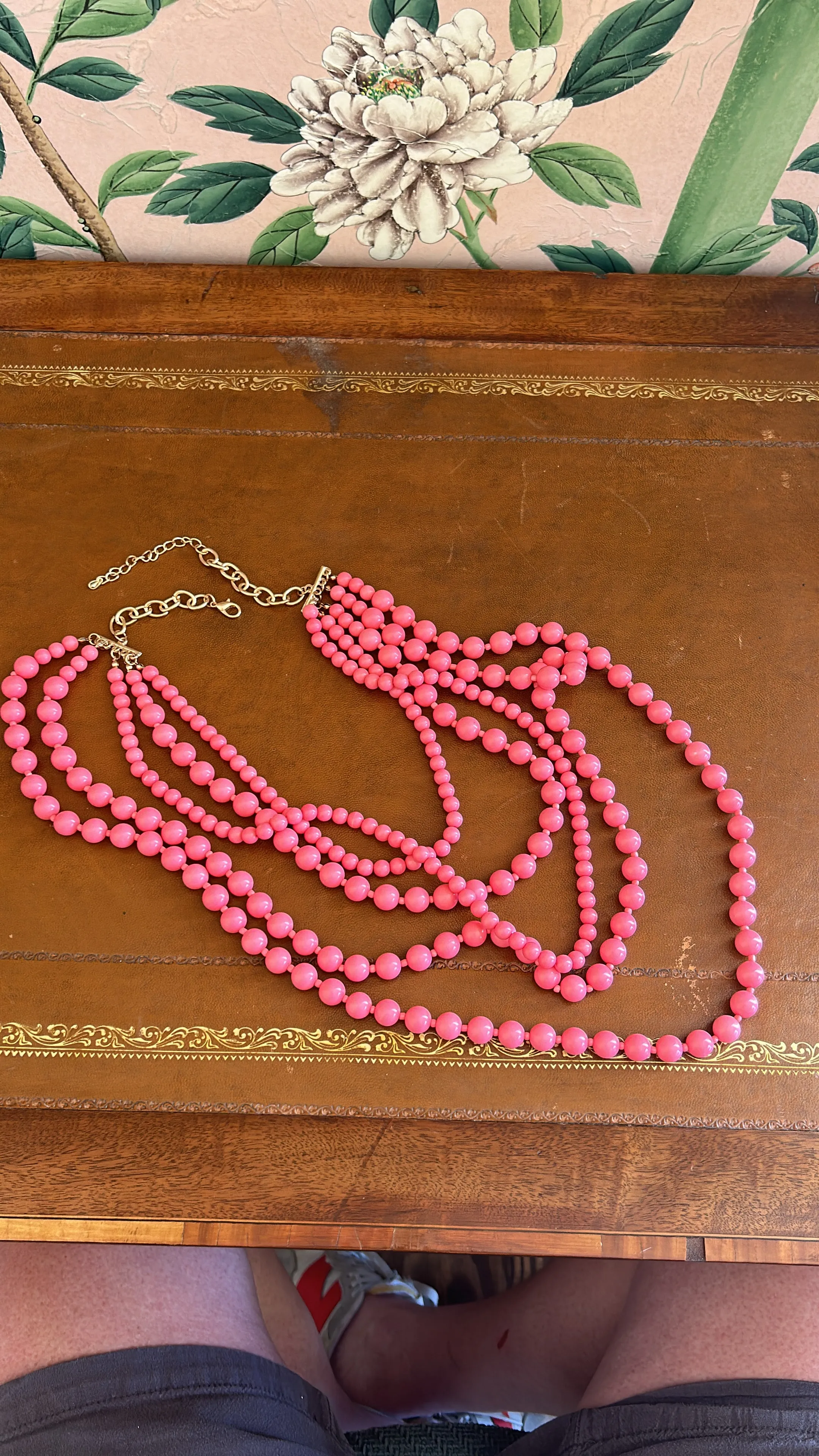 Beautiful vintage Barbie pink multi strand / length necklace