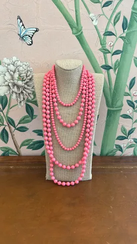 Beautiful vintage Barbie pink multi strand / length necklace