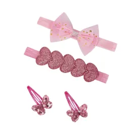 Bebe Comfort 4 pc Headband & Snap Clip Set - Hearts, Bow and Butterfly