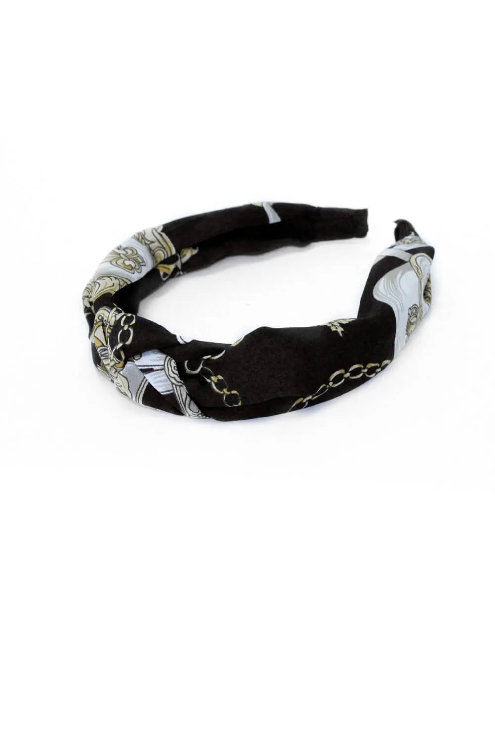 Black Chain Print Knot Headband