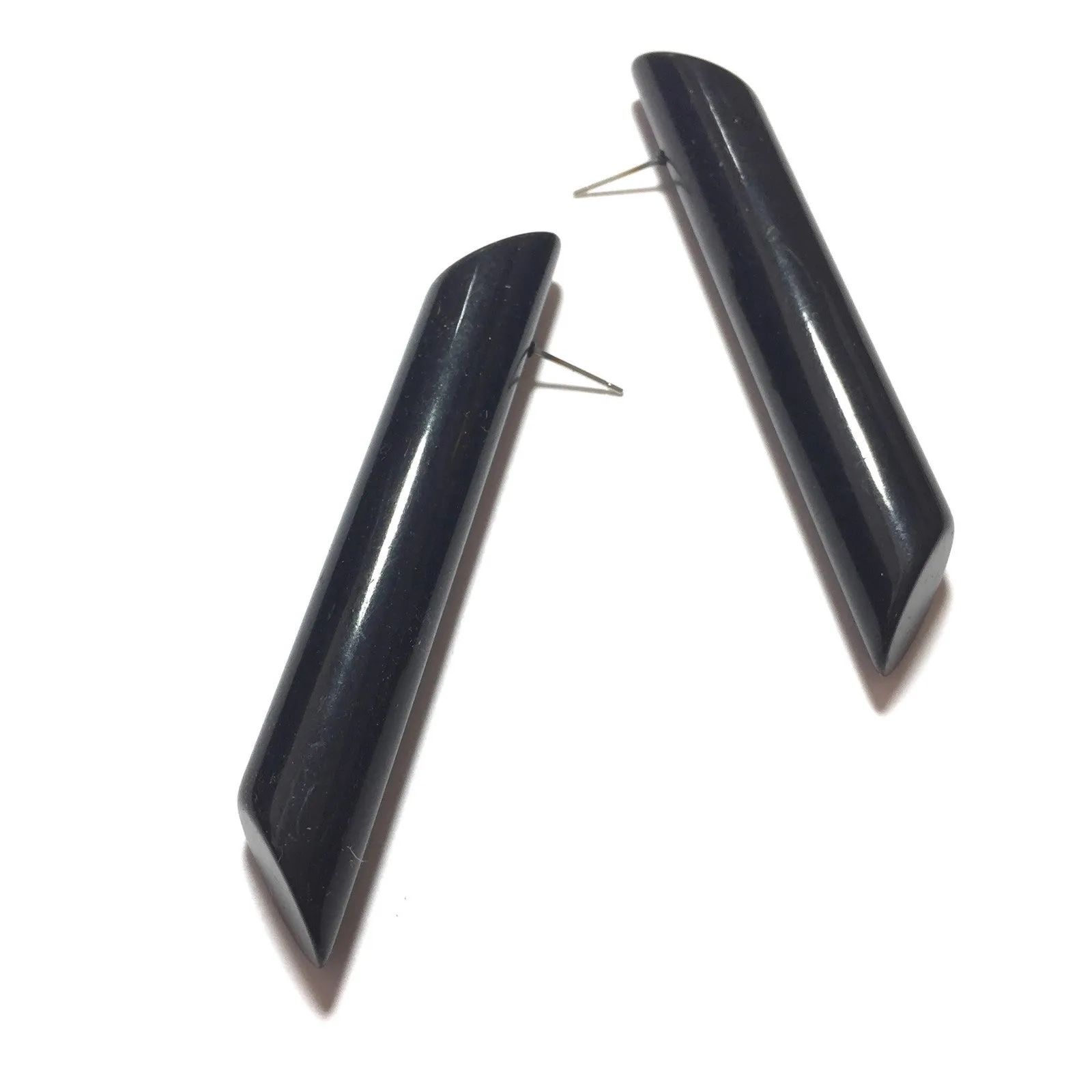 Black Couture Mega Stick Stud Statement Earrings