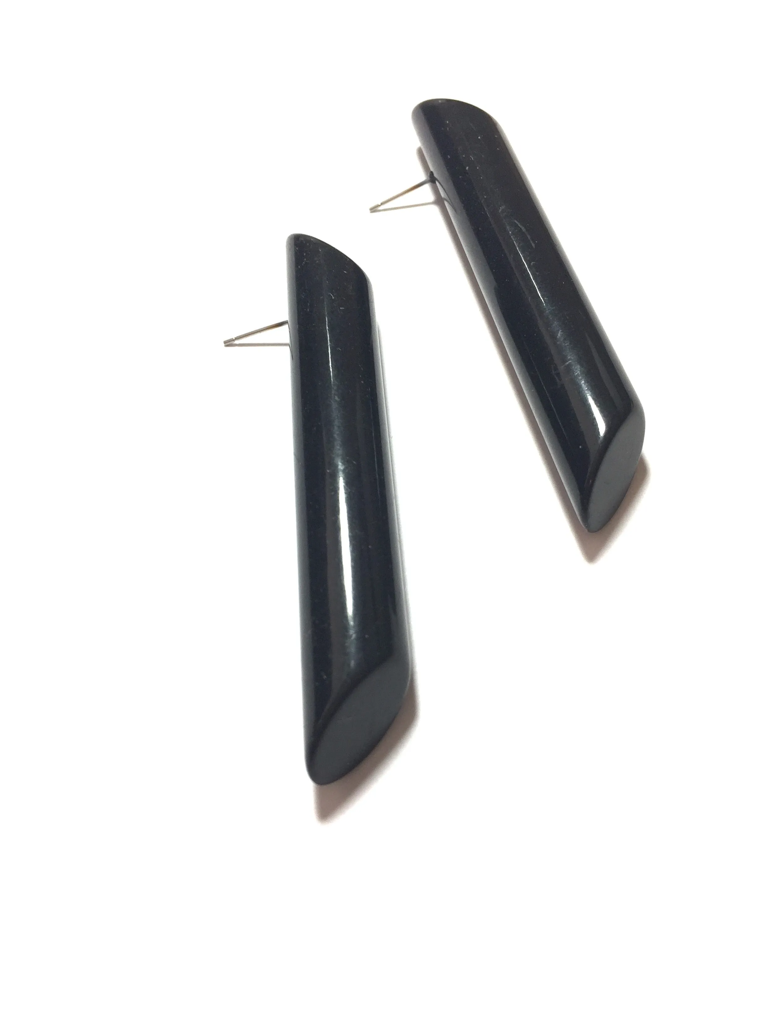 Black Couture Mega Stick Stud Statement Earrings