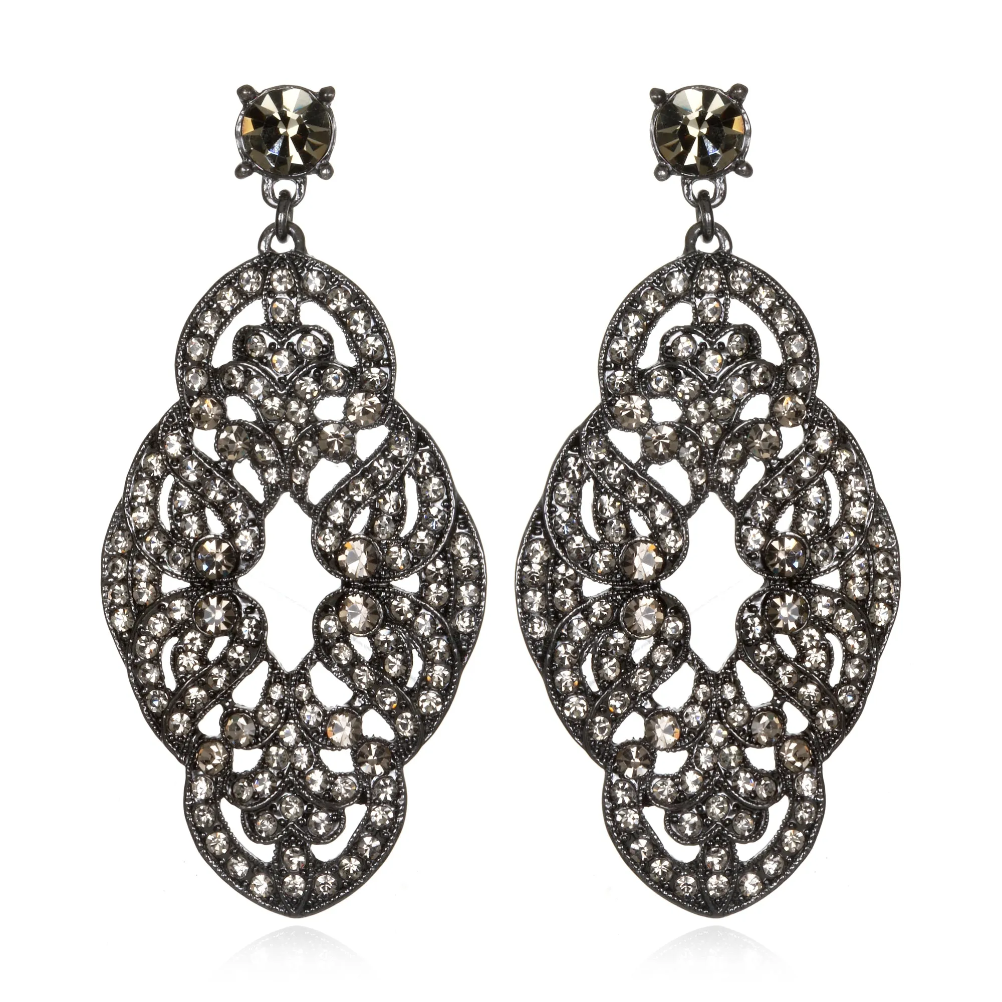 Black Deco Knot Drop Earrings