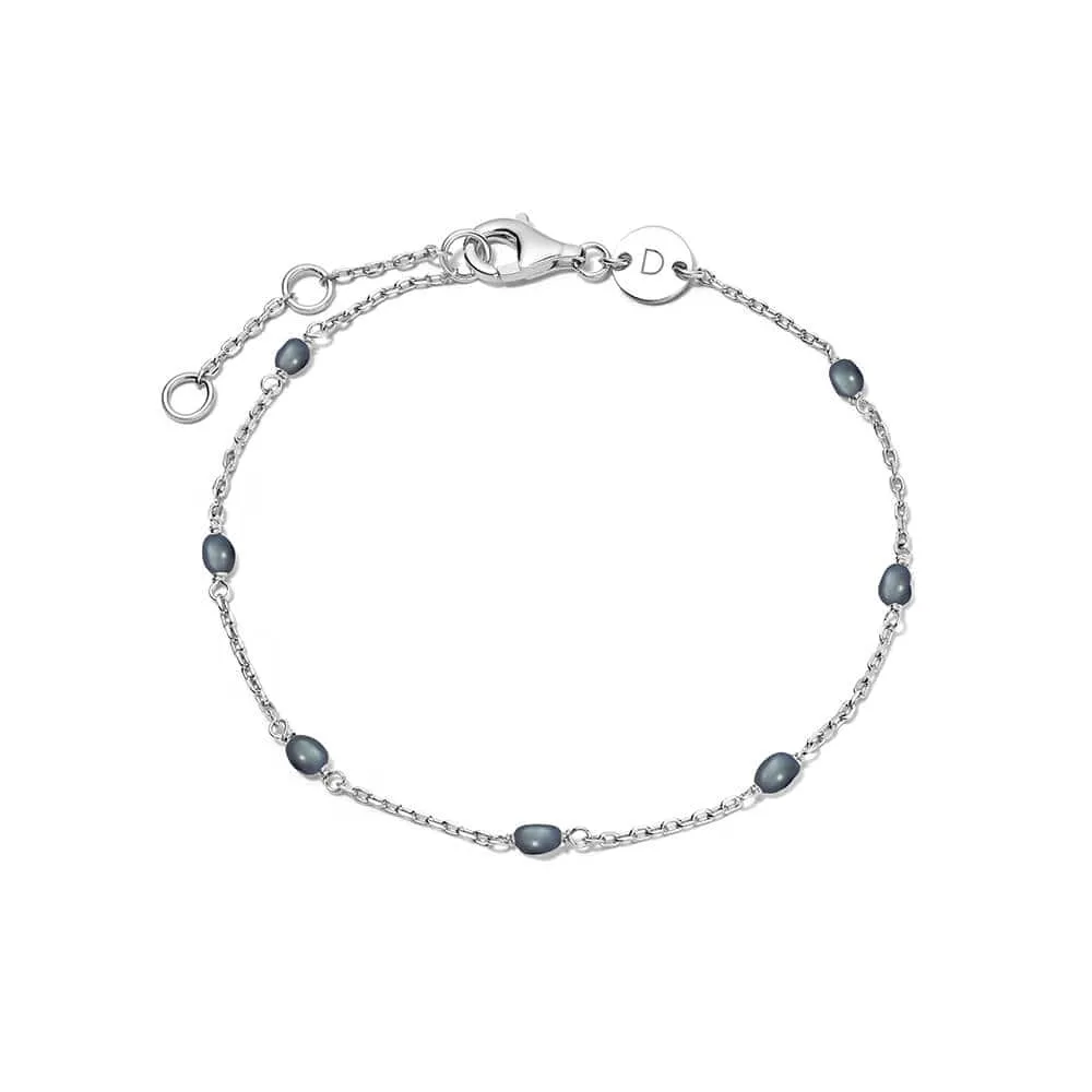 Black Seed Pearl Chain Bracelet Sterling Silver