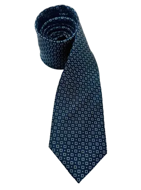 Blue Square Print Silk Tie