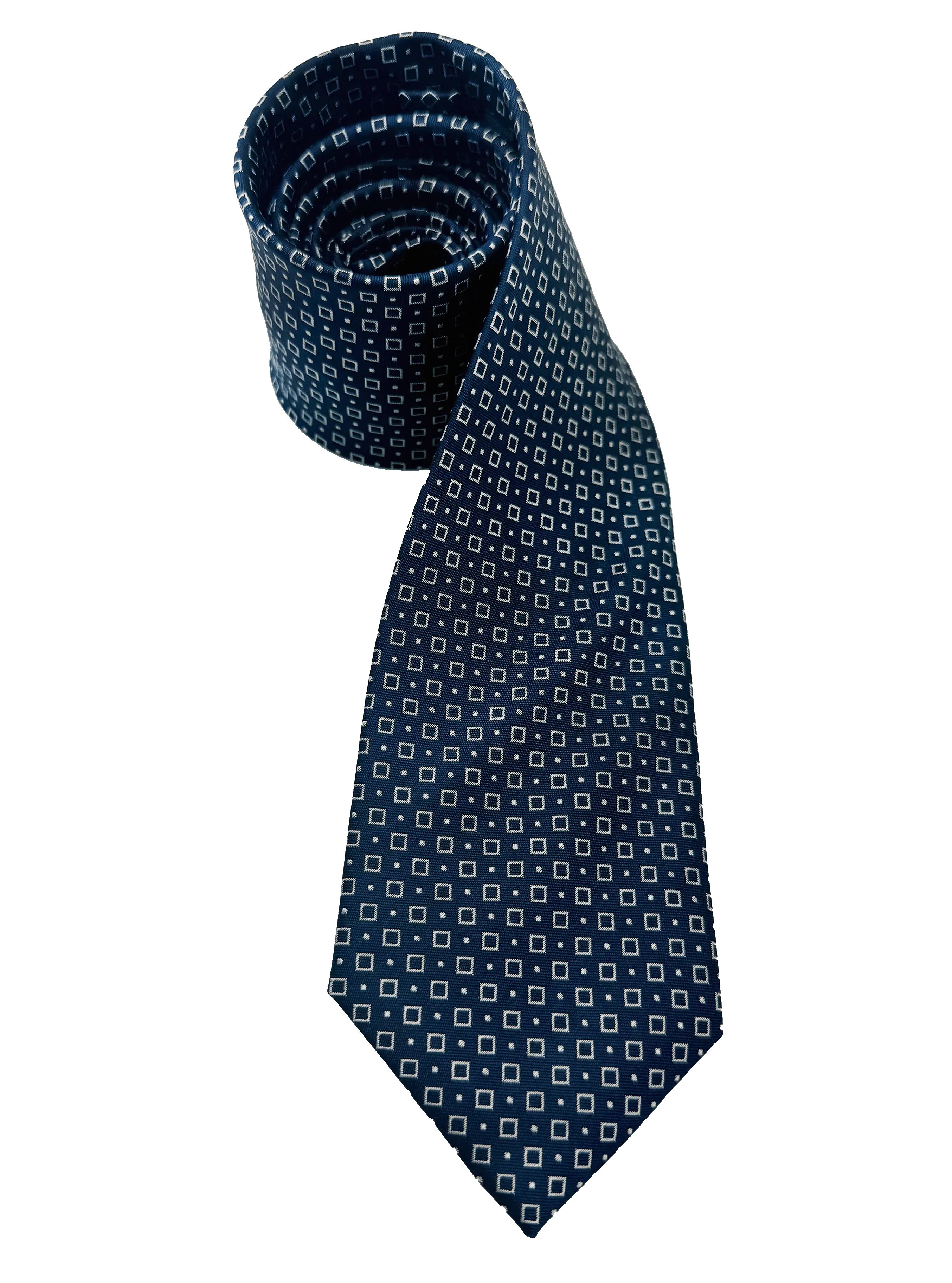 Blue Square Print Silk Tie